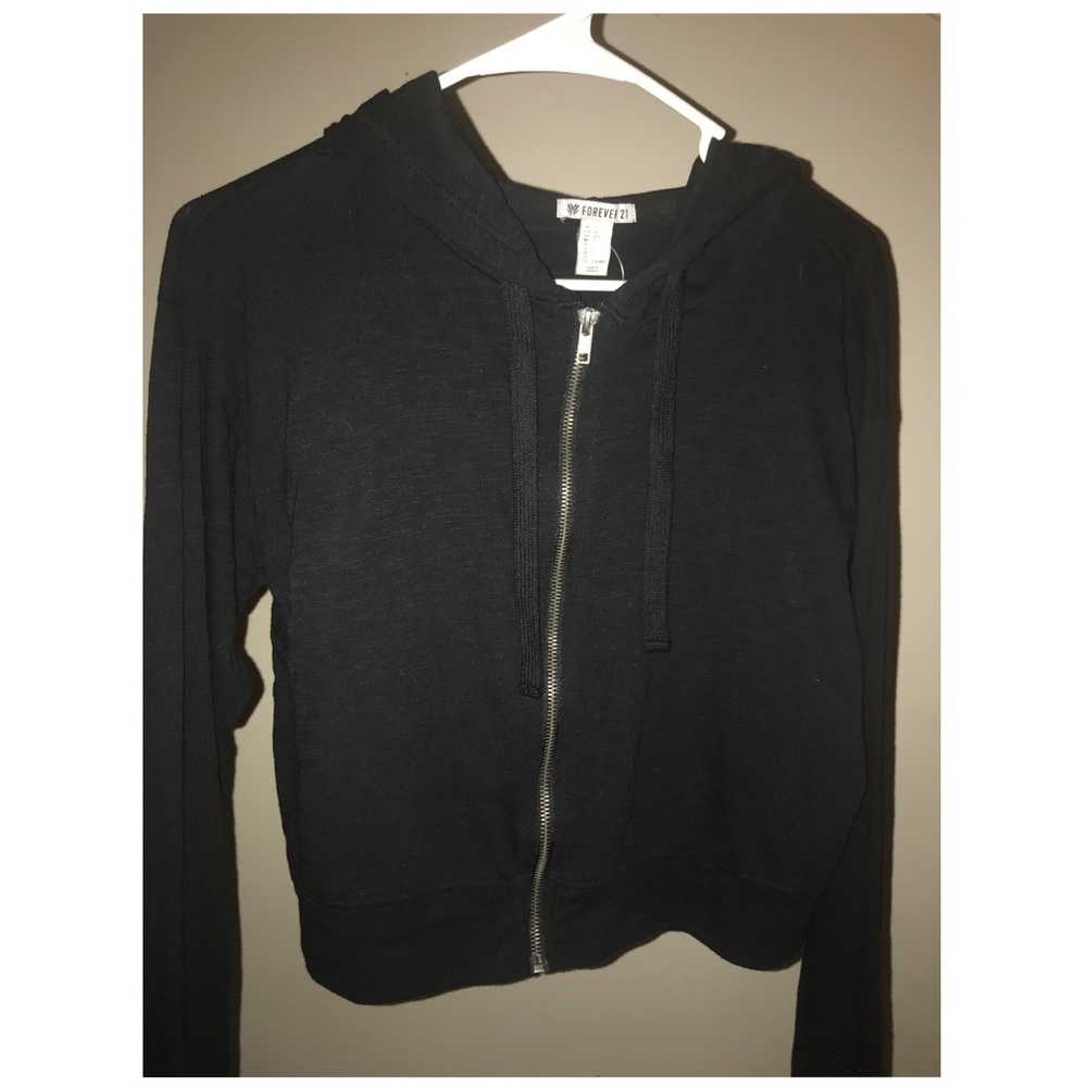 Forever 21 Black Basic Zipped Sweater